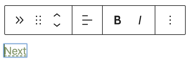 Block toolbar in the Next Post block