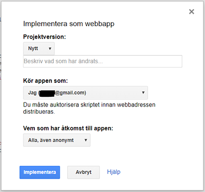 Settings for web app