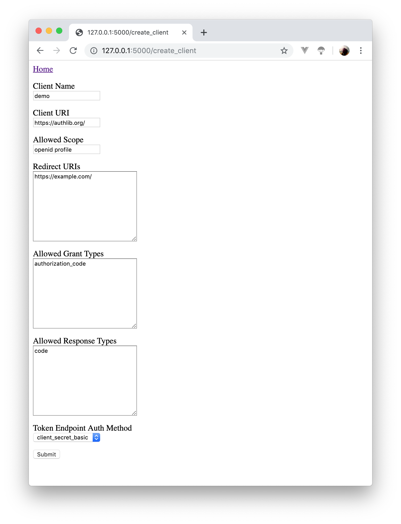 create a client