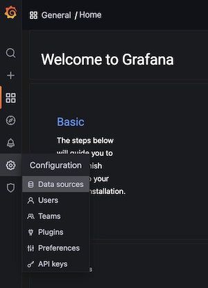 grafana home navigation