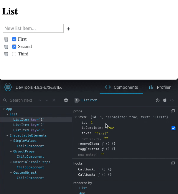 adding/renaming/removing props for class components using the standalone DevTools