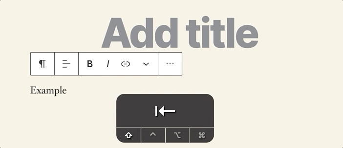 GIF showing the navigation through the Gutenberg UI using the tab key