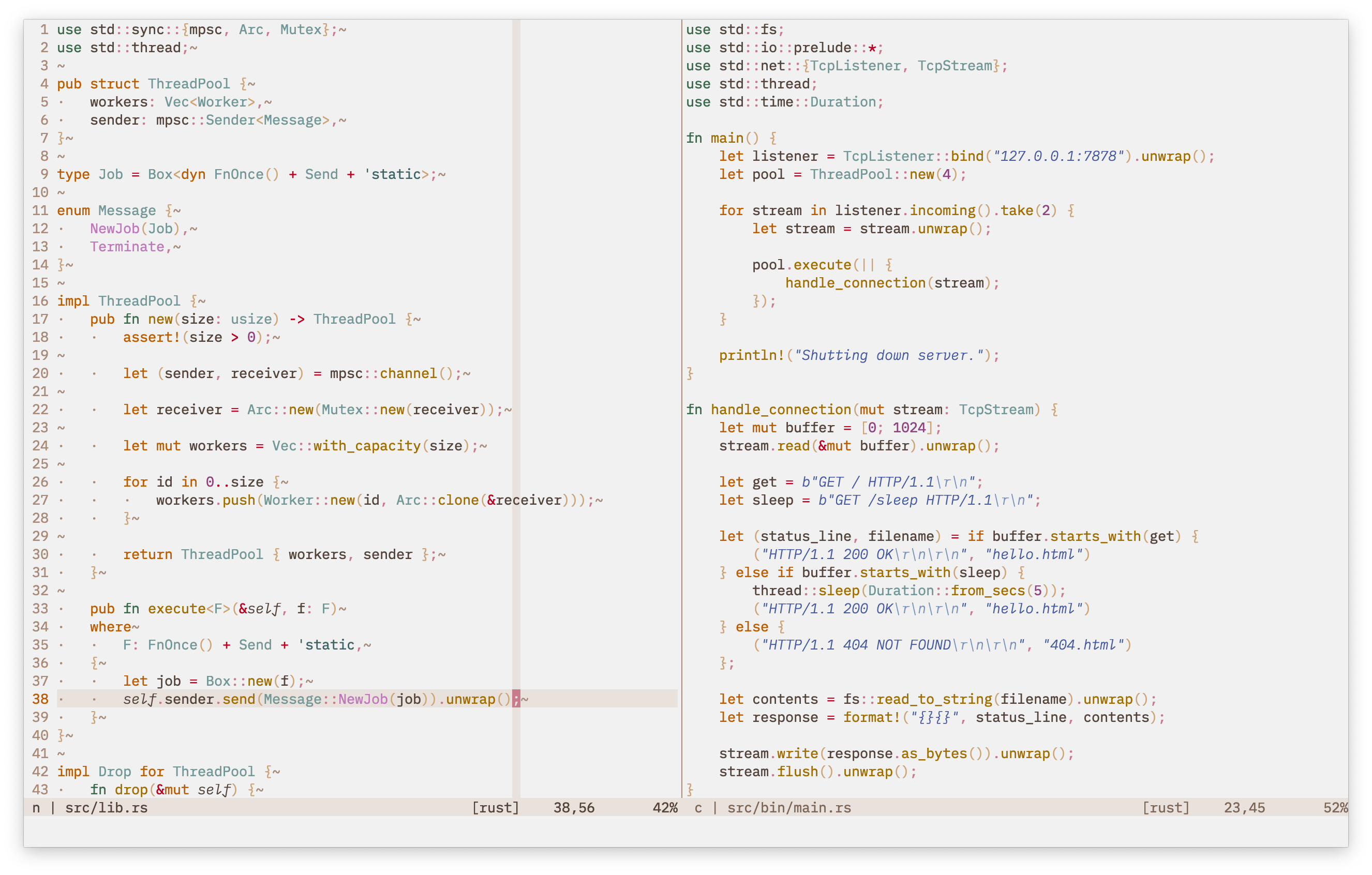 Screenshot of code listing using melange light