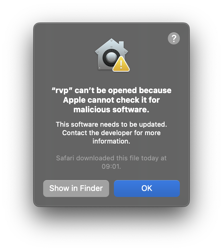 Gatekeeper message for RVP