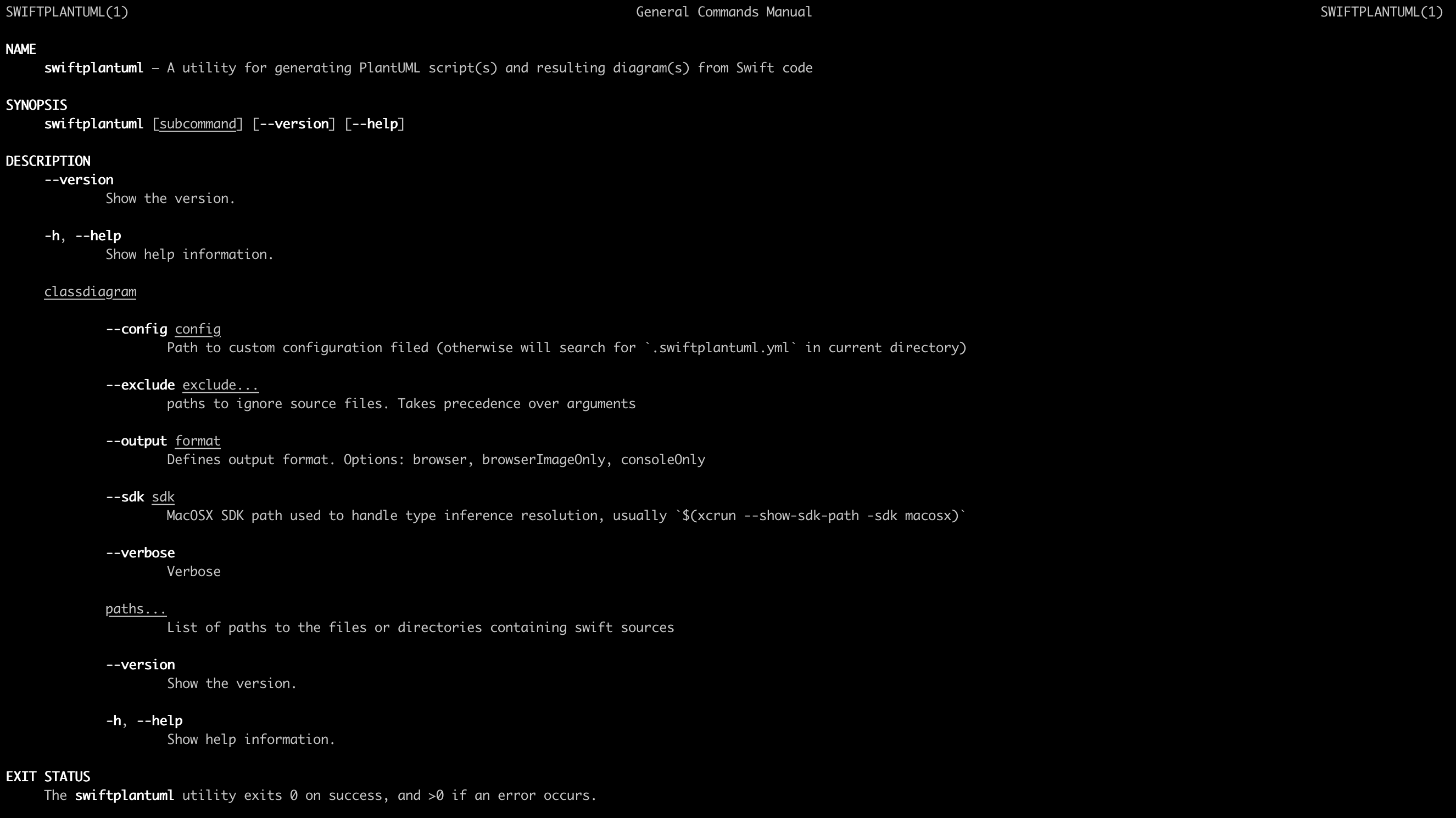 manual page for swiftplantuml