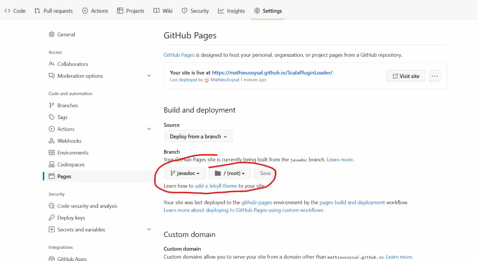 GitHub-Page-settings