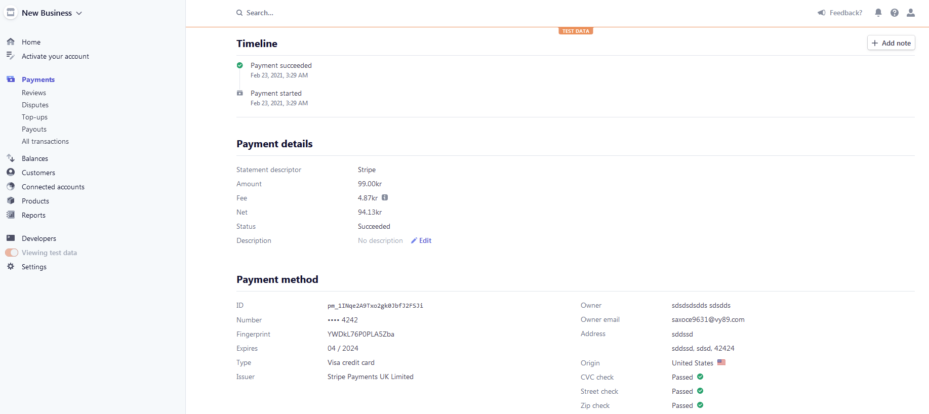 Stripe screenshot