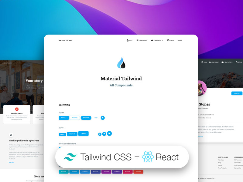 Material Tailwind Kit React - Open-Source Tailwind UI Kit.