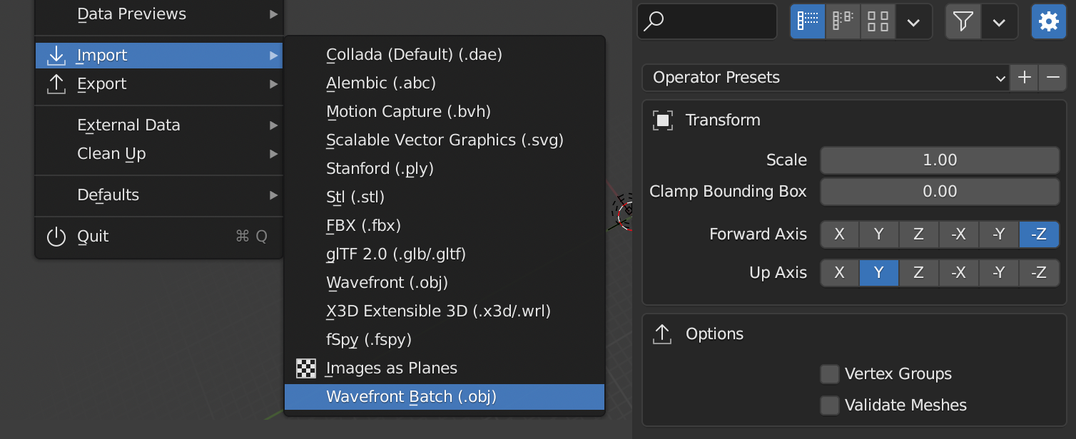 Batch Import Obj - Blender 3.4