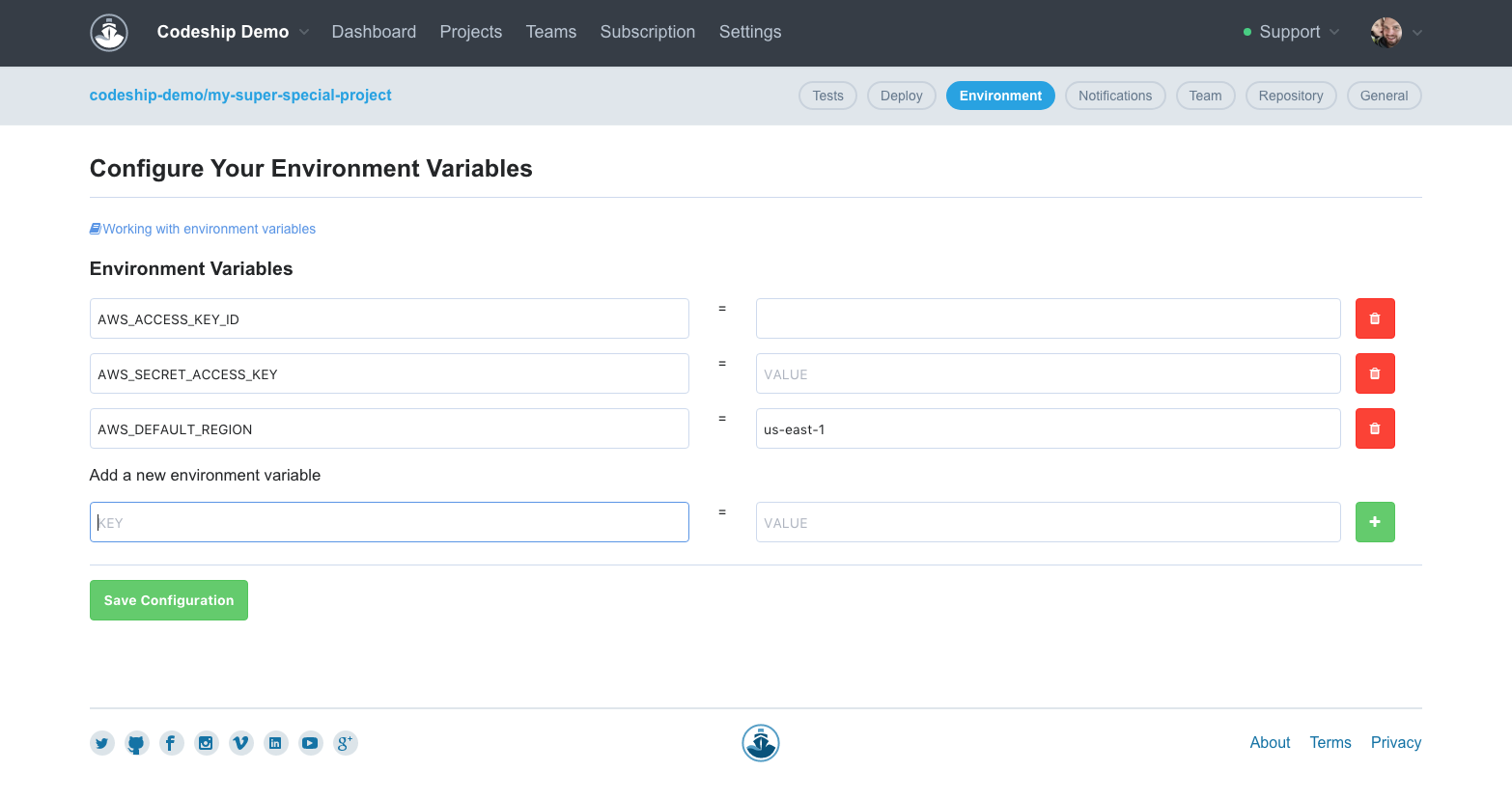 Environment variables