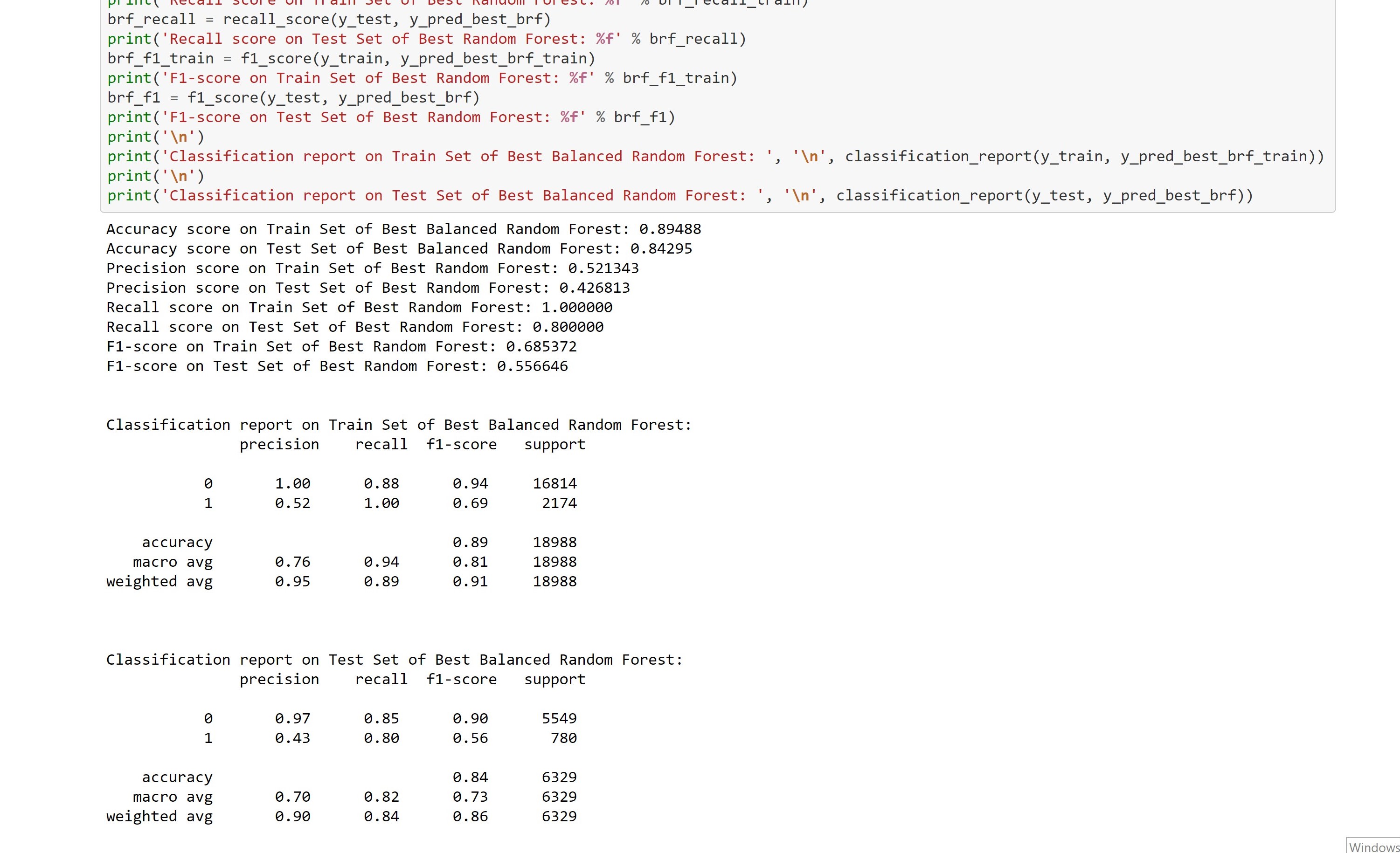Balanced Random Forest Report