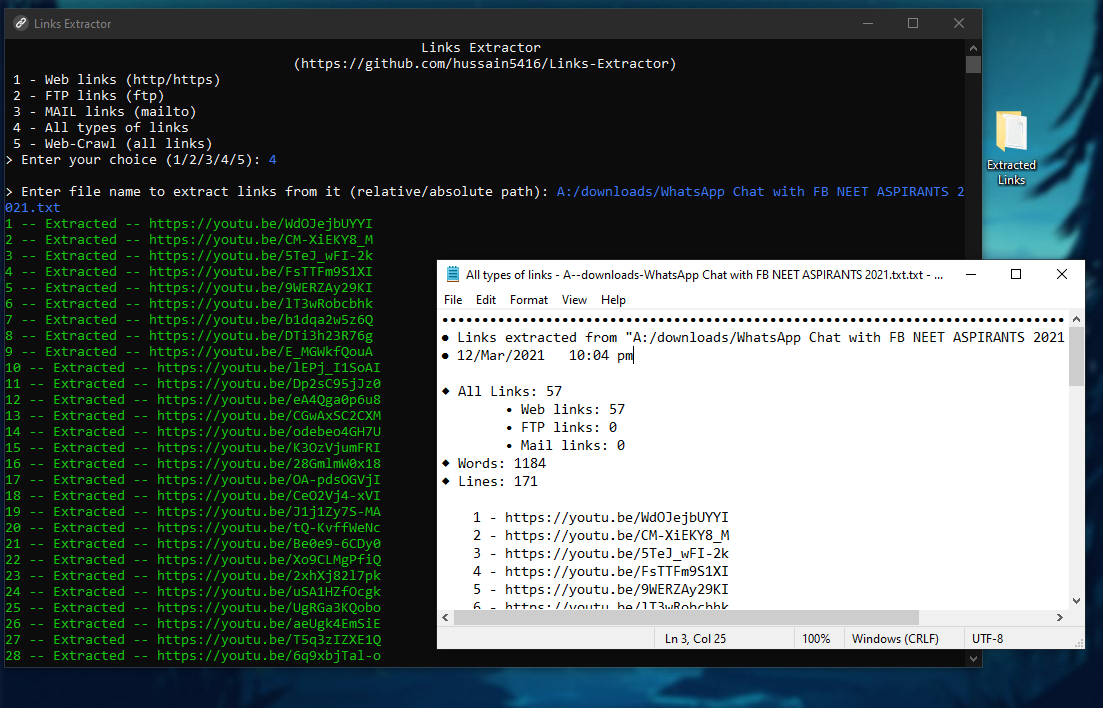 extract from local file on pc