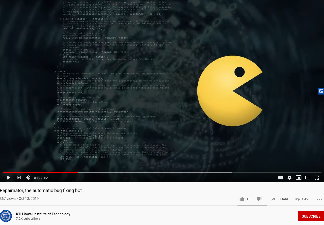 youtube video about Repairnator