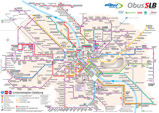 Схема городского транспорта Зальцбурга