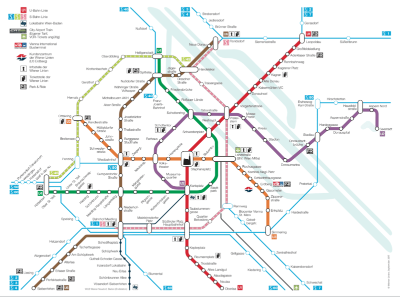 Схема городского транспорта Вены