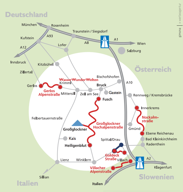 Карта других альпийских дорог