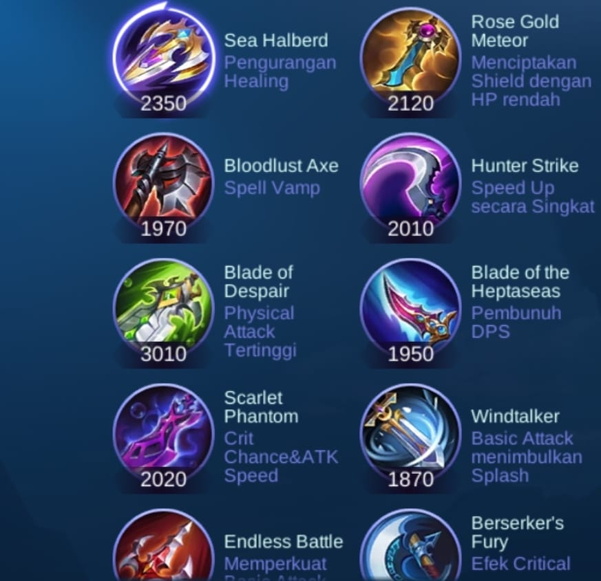Familiarize yourself with Mobile Legends Items, Attack