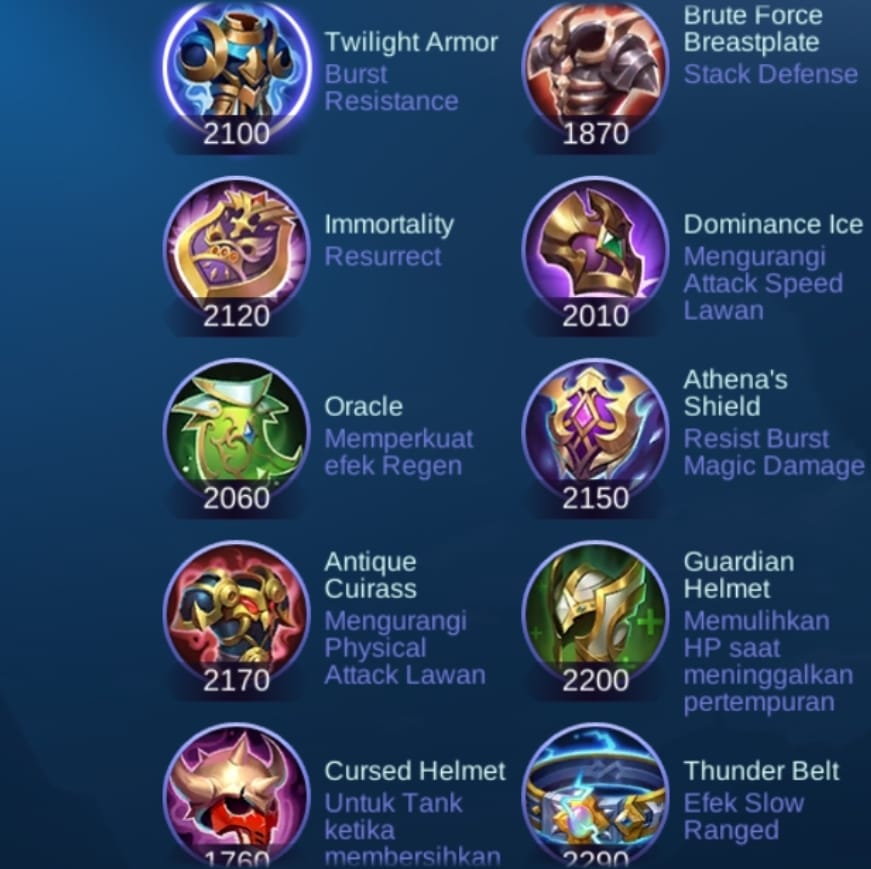 Familiarize yourself with Mobile Legends Items, Defense