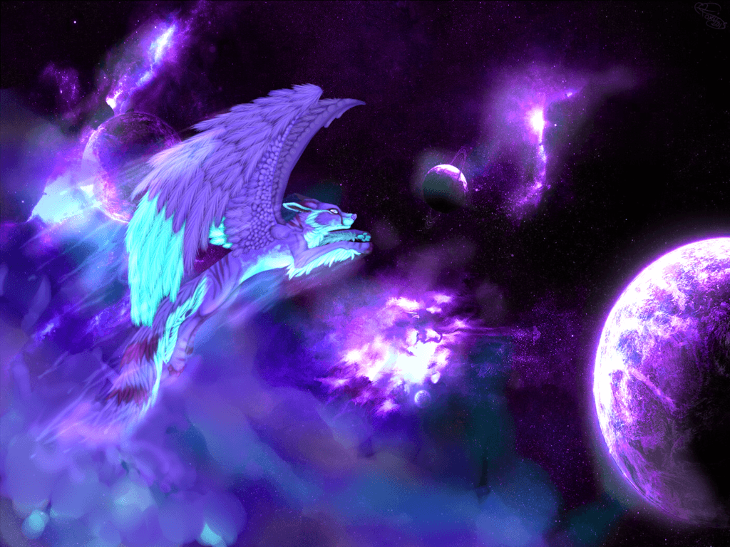 Galaxy Wolf Wallpaper With Wings