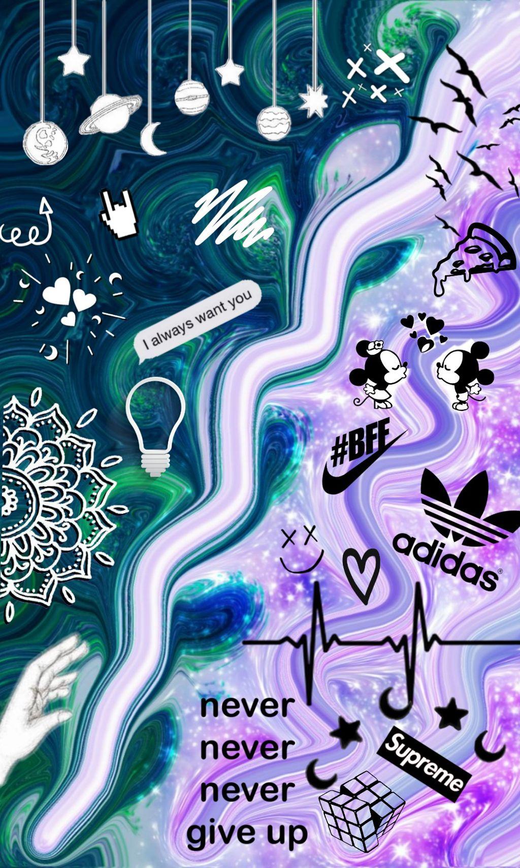 Girly Glitter Adidas Wallpaper