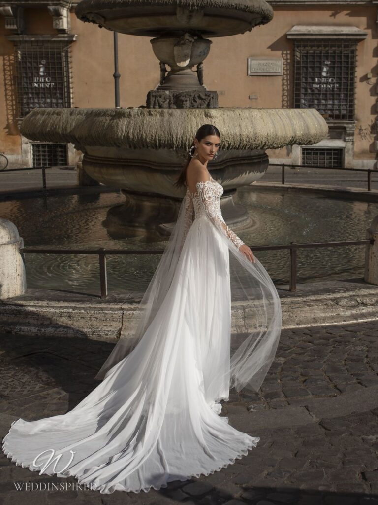 pinella passaro wedding dress lace sheath long sleeves