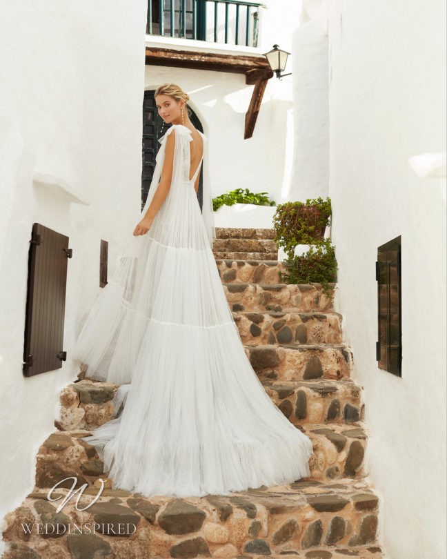 aire barcelona beach wedding dress quebec tulle a-line bows