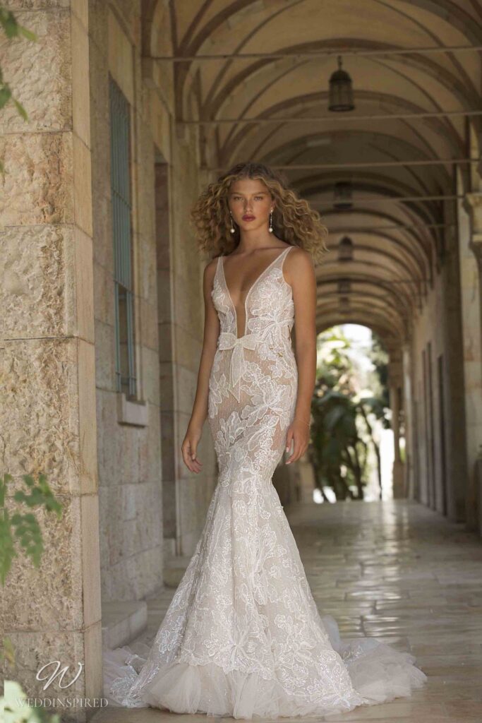 berta 2021 wedding dress 21-108 lace tulle mermaid v neck