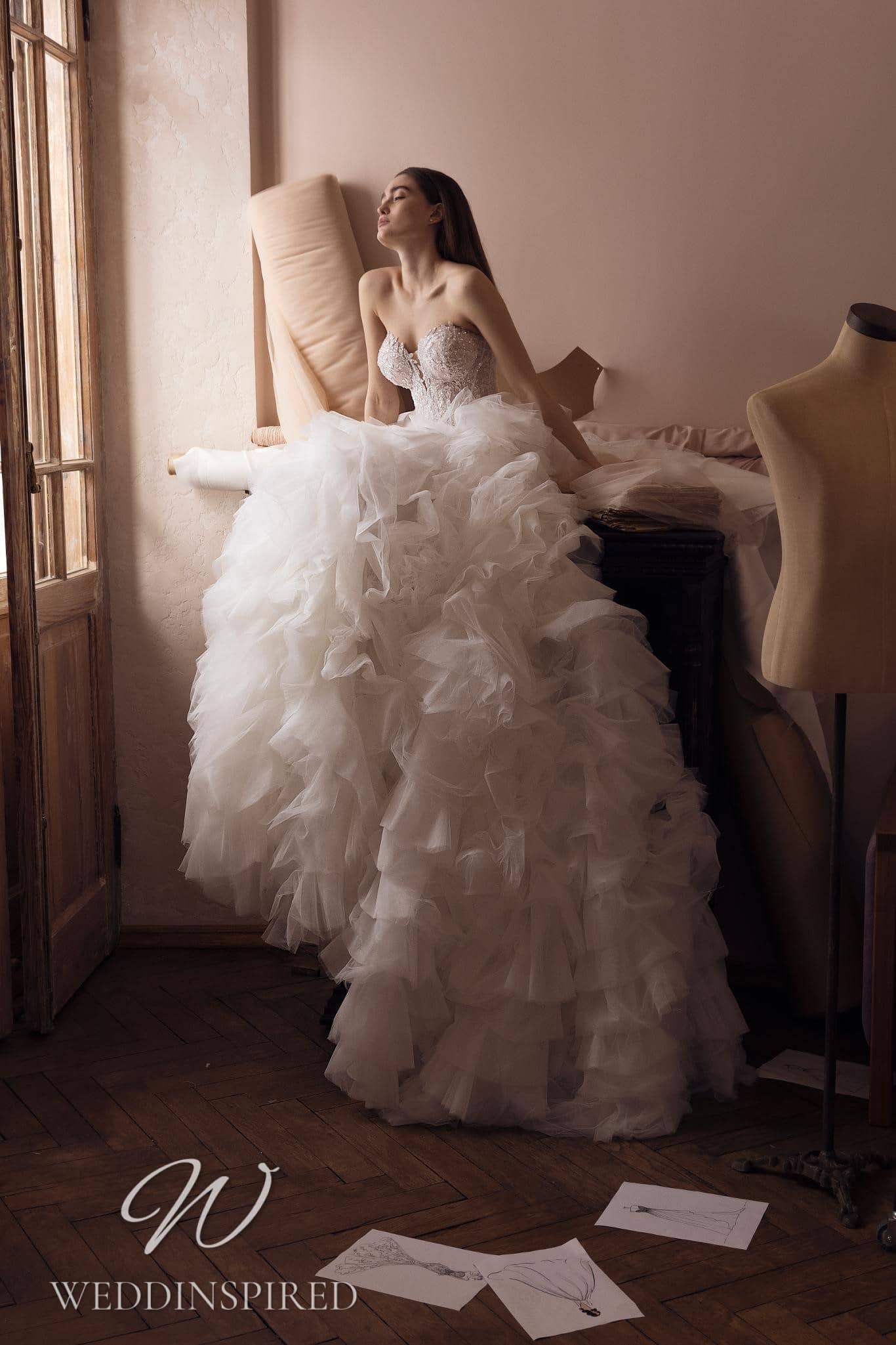 Ricca Sposa 2022 wedding dresses raffaella strapless tulle princess ruffle skirt