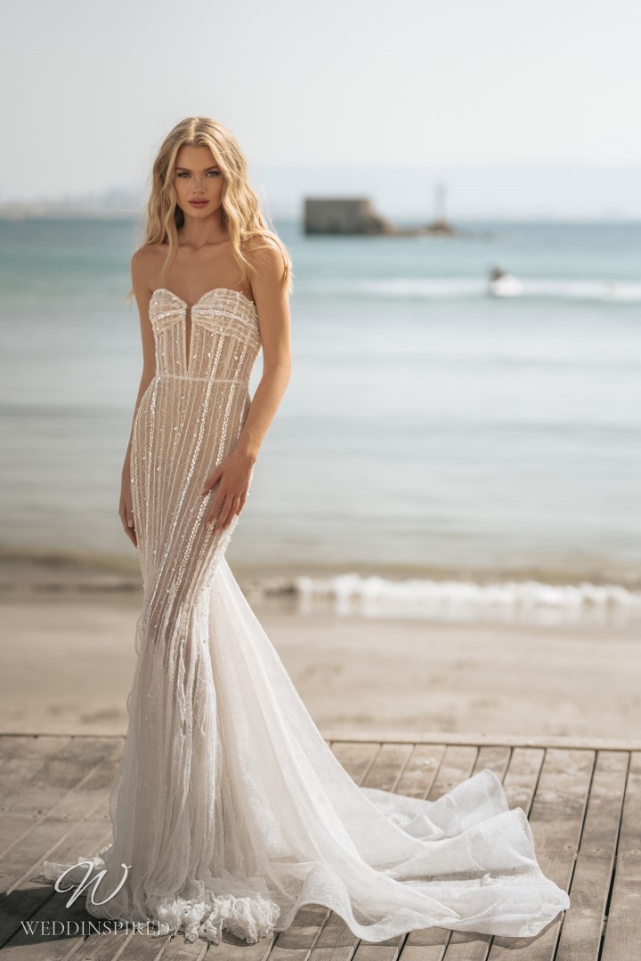 berta privee 2023 wedding dress strapless tulle mermaid sparkly
