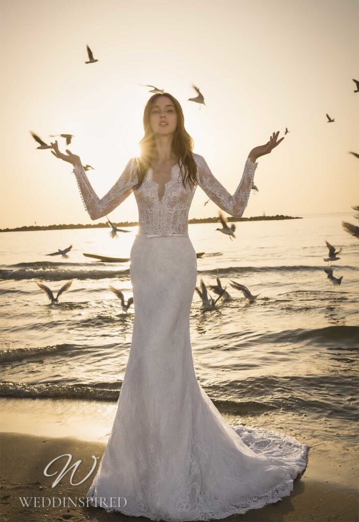 pnina tornai wedding dress 2021 lace mermaid long sleeves