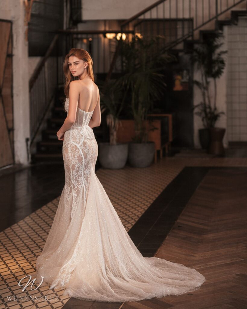 berta 2023 wedding dress lace mermaid strapless tulle