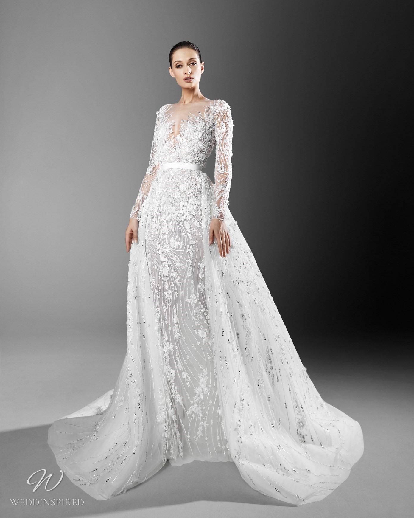 zuhair murad spring 2021 a-line wedding dress detachable skirt tulle