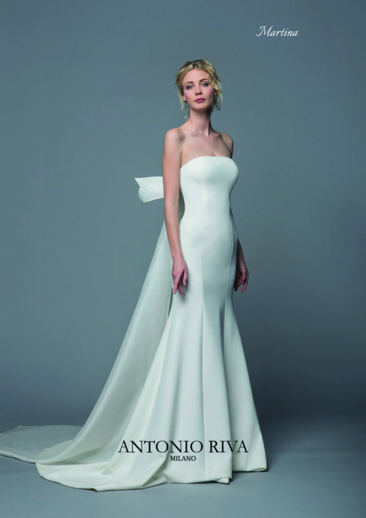 antonio riva 2020 wedding dress martina strapless sheath simple bow