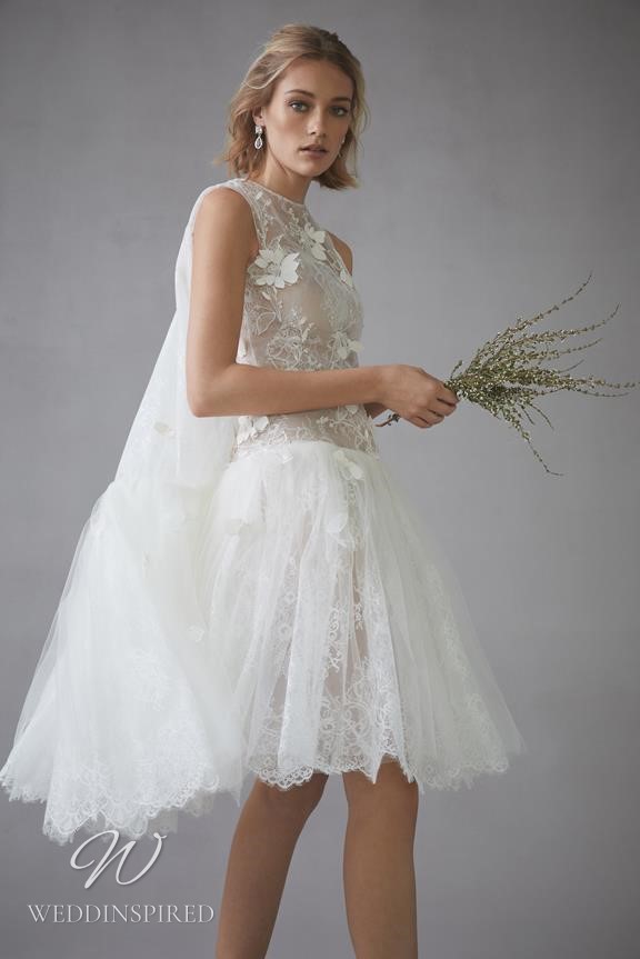 oscar de la renta wedding dress 2022 lace short mini