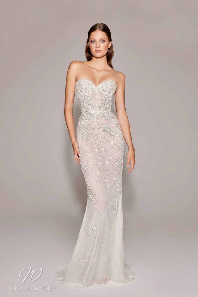 zuhair murad wedding dress 2023 lace tulle strapless mermaid