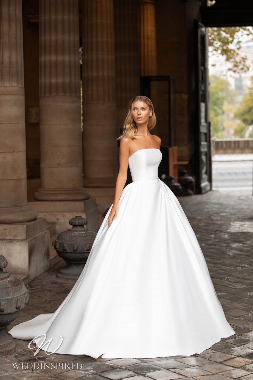 milla nova simple silk strapless princess ball gown wedding dress
