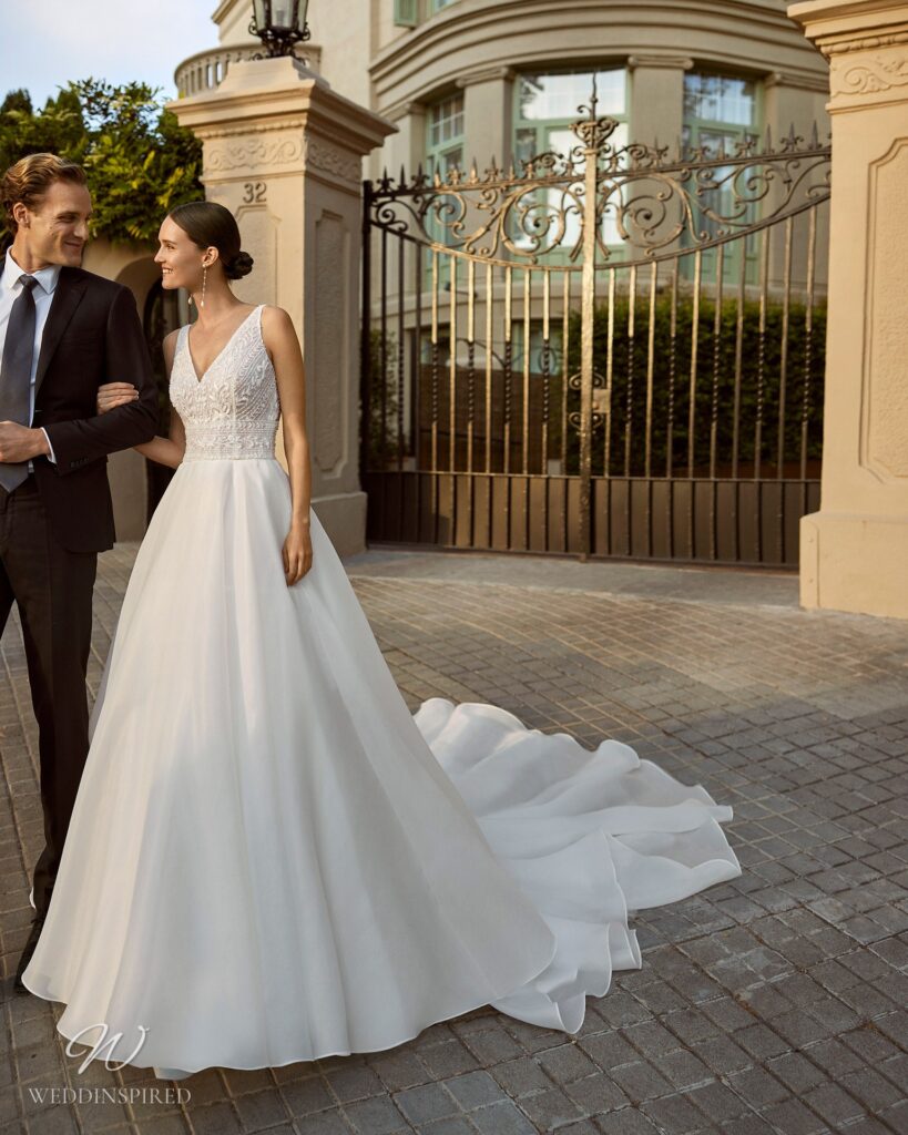 aire barcelona diamond wedding dress 2023 aviam princess a-line chiffon lace