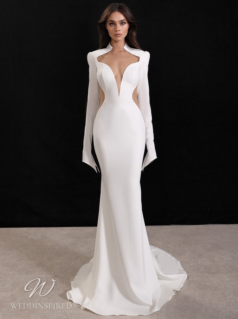 galia lahav 2022 simple mermaid wedding dress long sleeves backless