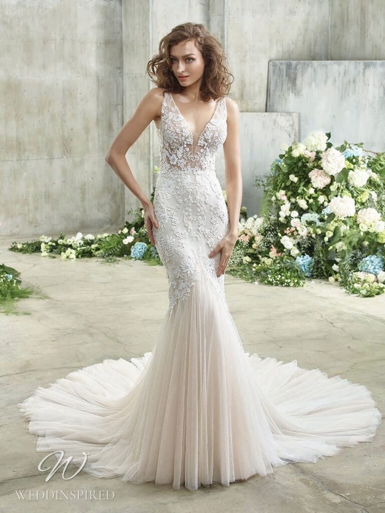 badgley mischka wedding dress 2021 edith lace tulle mermaid