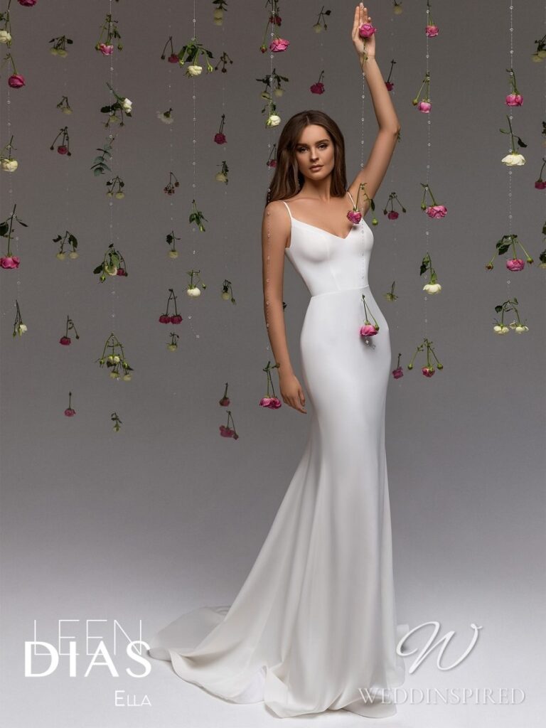 leen dias wedding dress 2021 simple silk satin mermaid