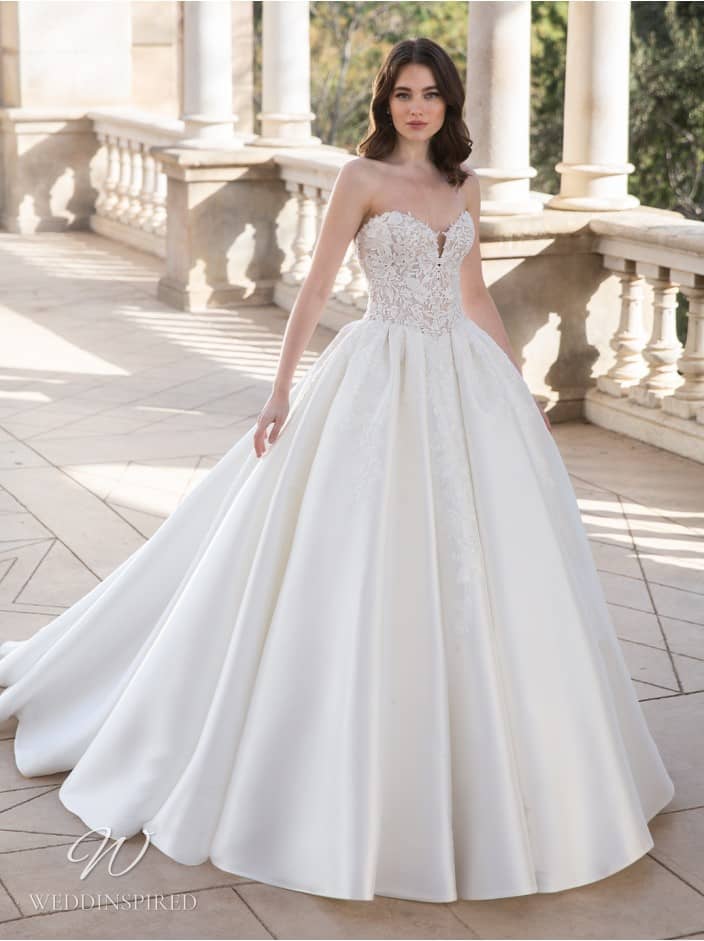 elysee 2022 wedding dress orleane strapless satin lace princess