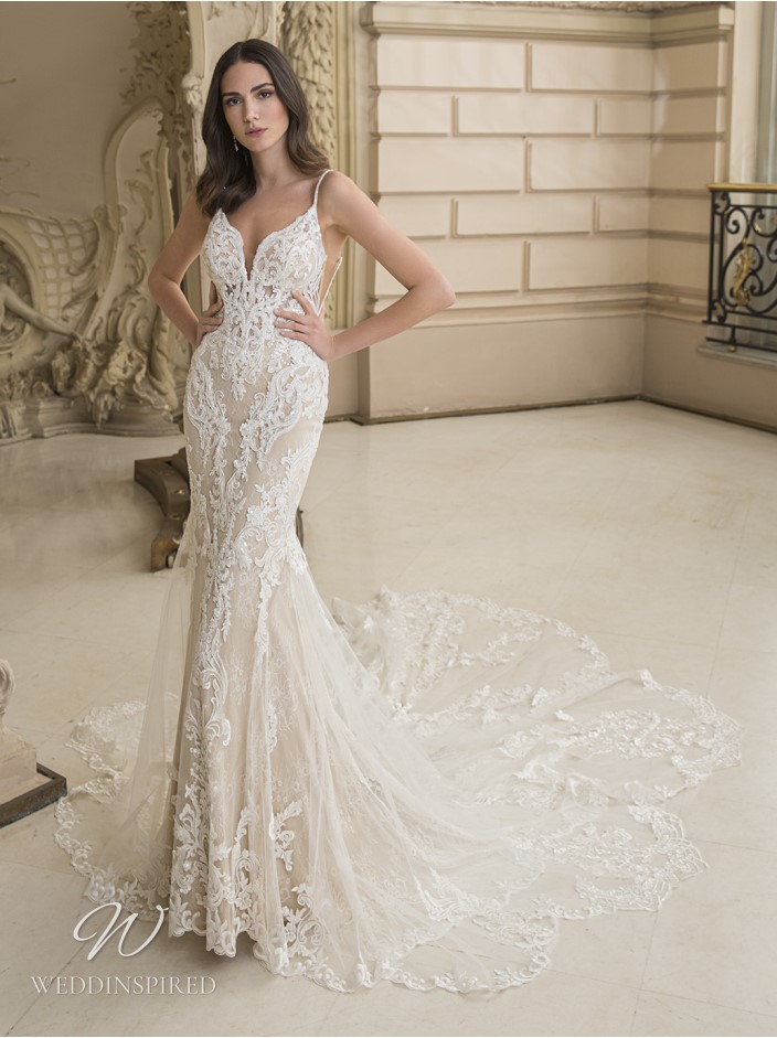 elysee 2023 wedding dress circe lace mermaid train