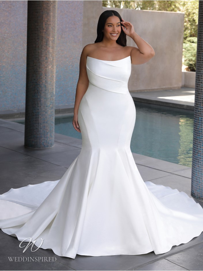 elysee edition 2023 wedding dress seraphine strapless satin simple plus size mermaid