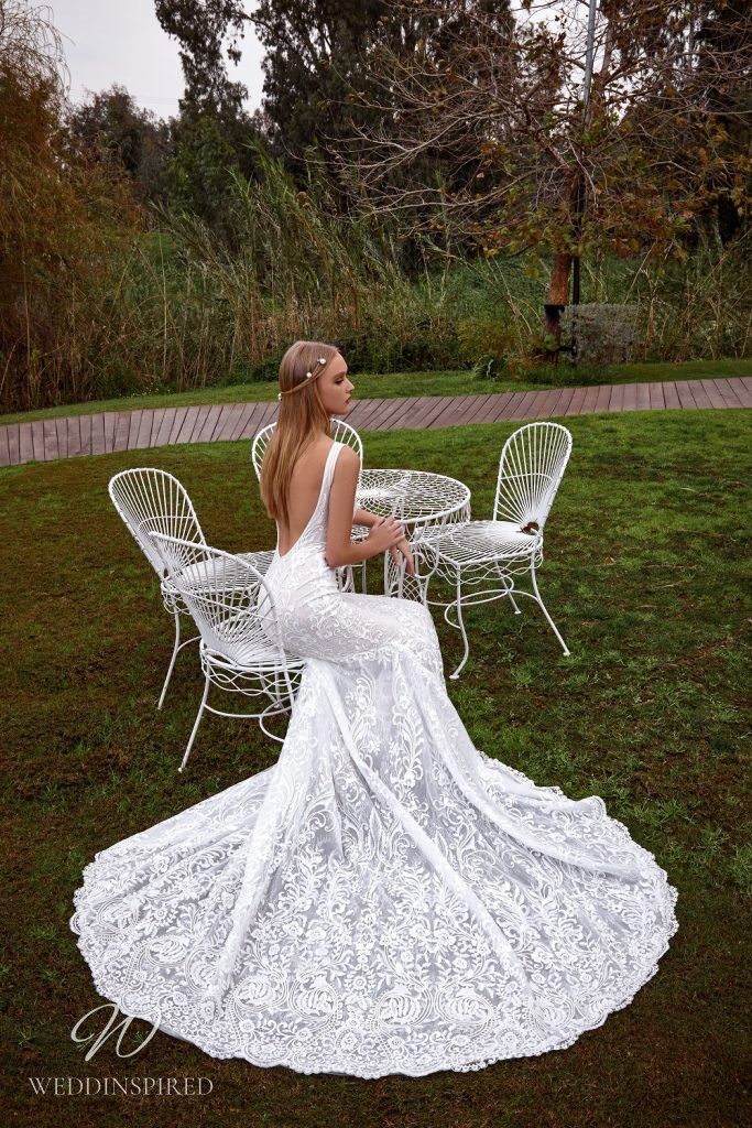 julie vino wedding dress lace mermaid backless