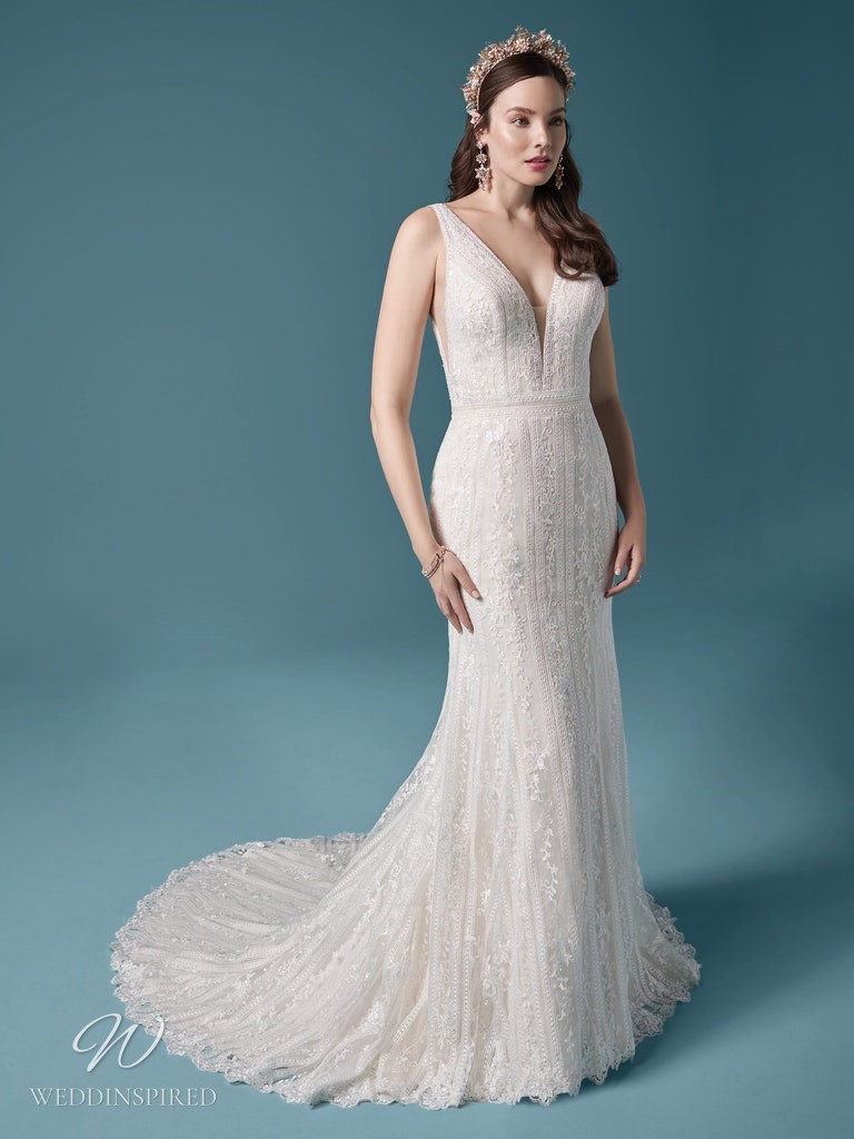 maggie sottero 2021 wedding dress mermaid lace v neck