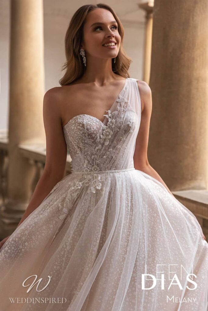 leen dias wedding dresses 2022 melany tulle A-line one shoulder