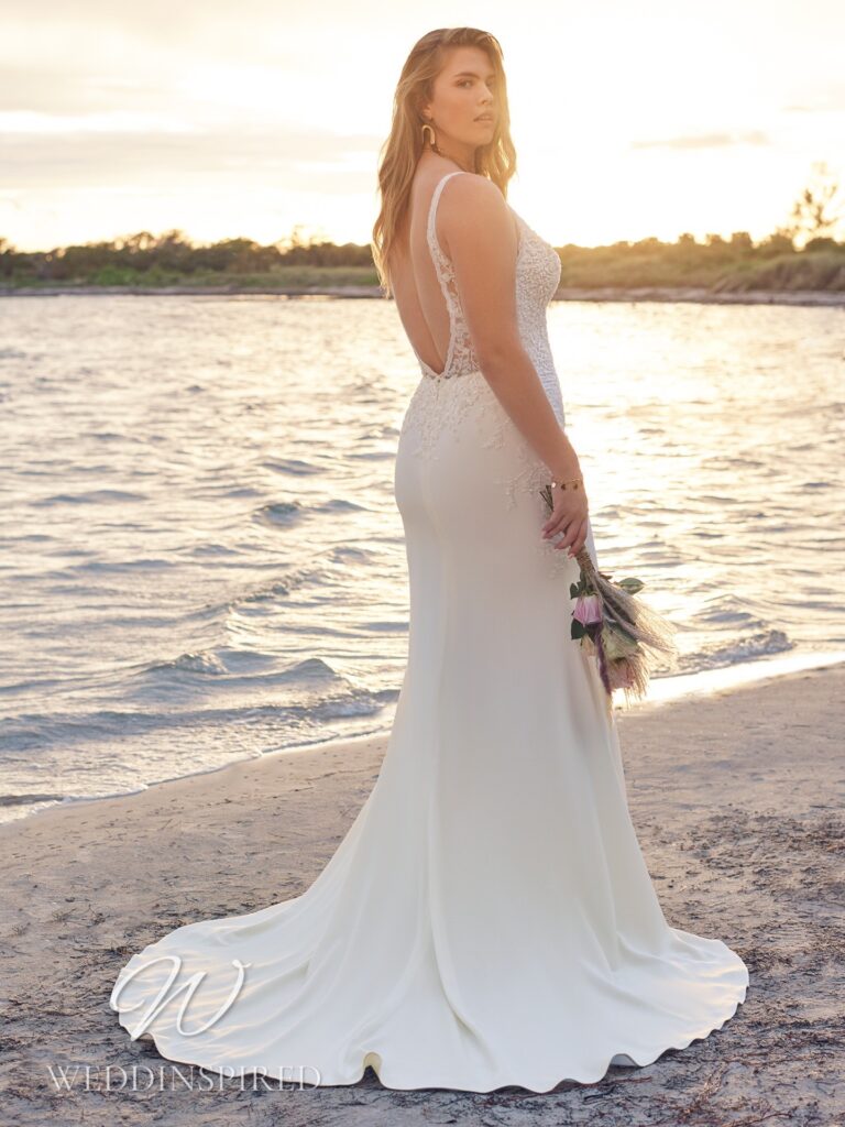 rebecca ingram wedding dress 2021 simple mermaid backless lace plus size