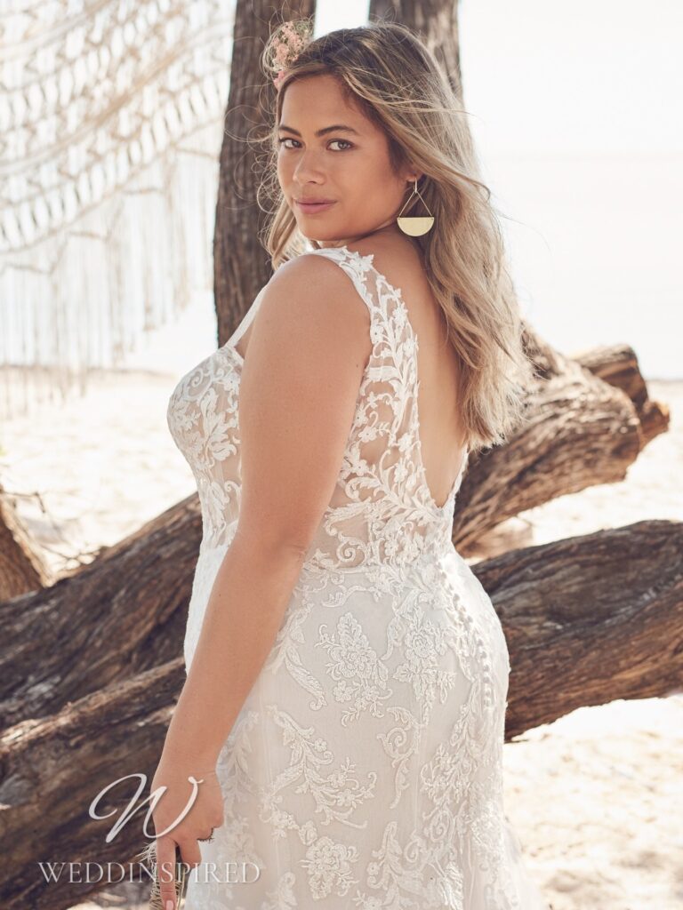rebecca ingram wedding dress 2021 lace mermaid backless plus size