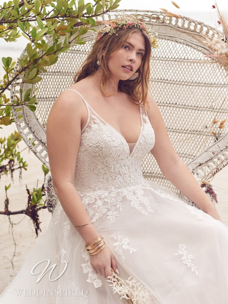 rebecca ingram wedding dress 2021 lace tulle a-line plus size
