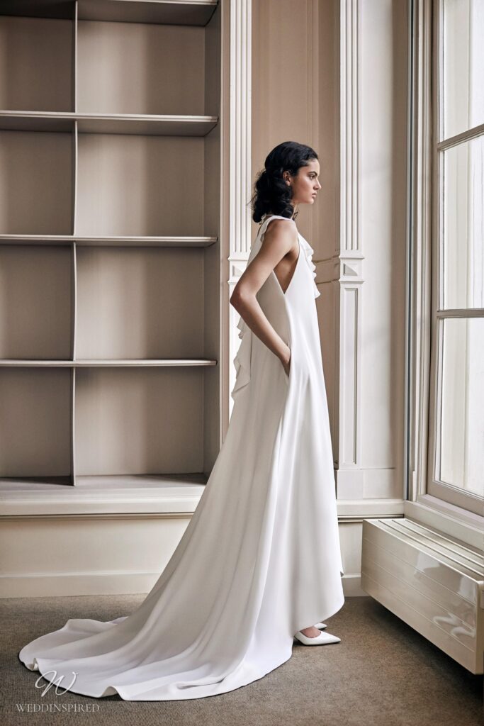 viktor & rolf 2021 wedding dress sheath simple draped pockets